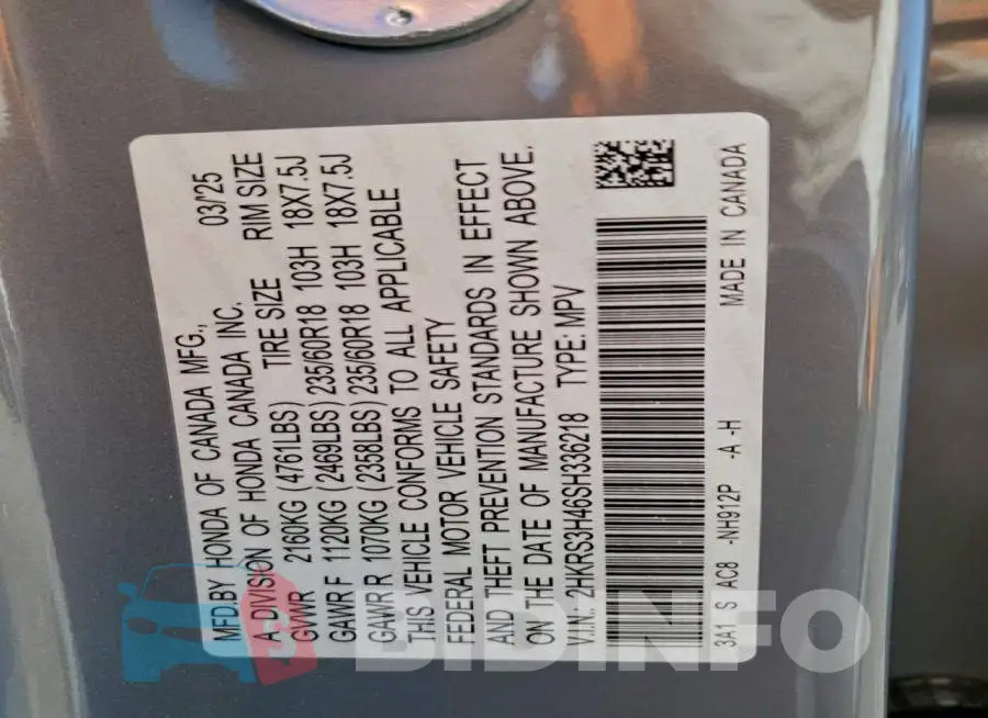 2HKRS3H46SH336218 Photo# 13