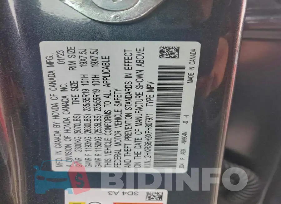 2HKRS6H9XPH807971 Photo# 13