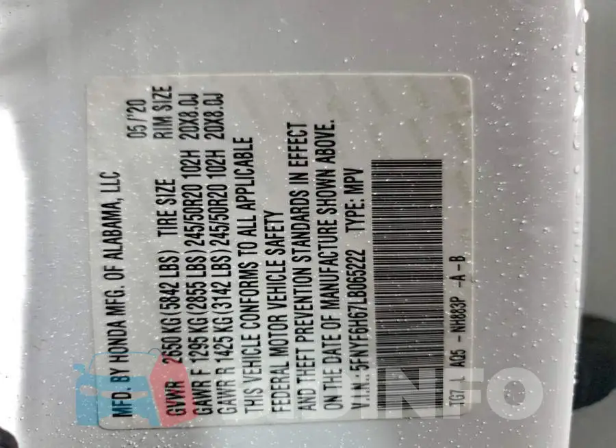 5FNYF6H67LB065222 Photo# 12