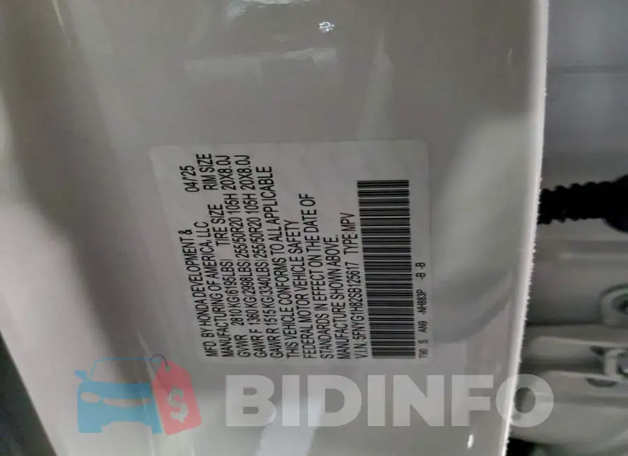 5FNYG1H82SB125617 Photo# 14