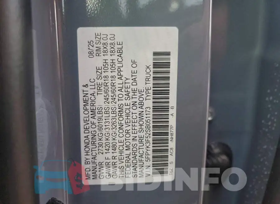 5FPYK3F52SB051173 Photo# 12