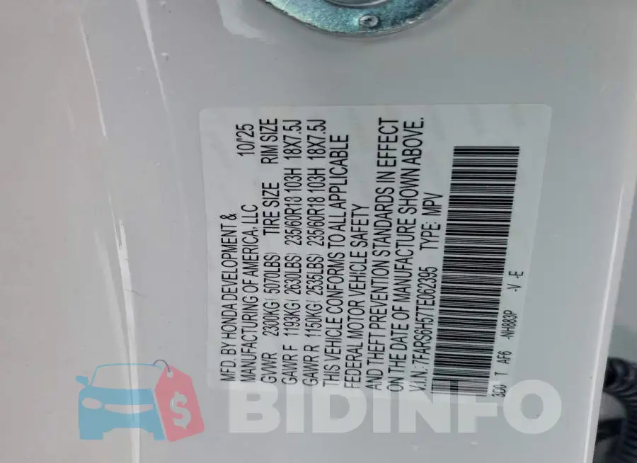7FARS6H57TE062395 Photo# 14