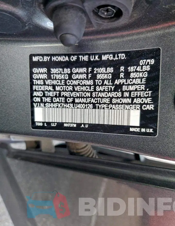 SHHFK7H43LU400126 Photo# 12