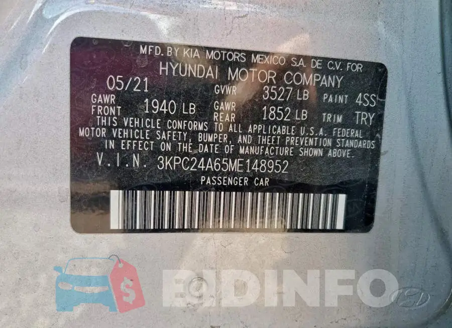 3KPC24A65ME148952 Photo# 13