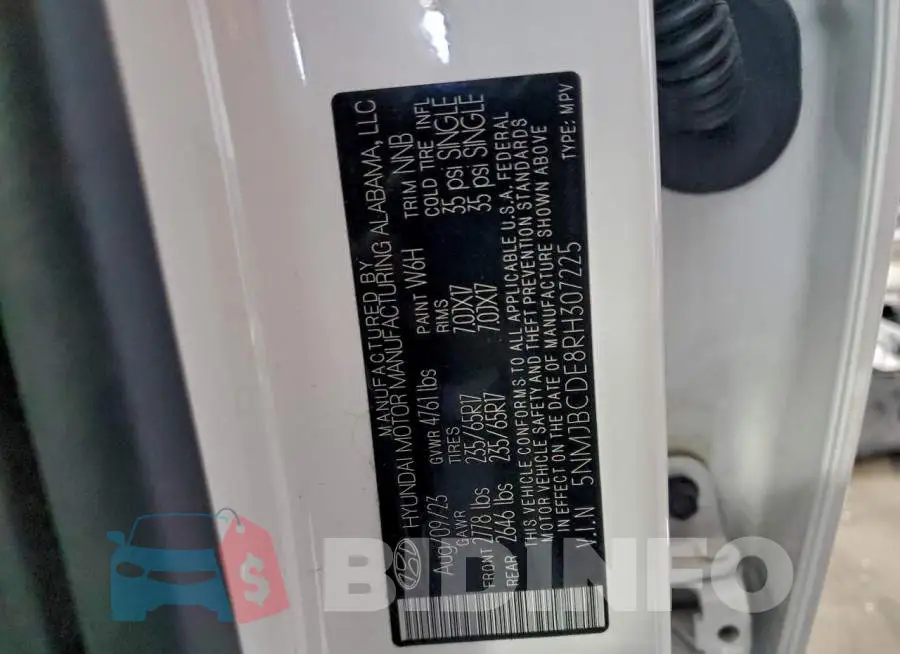 5NMJBCDE8RH307225 Photo# 13