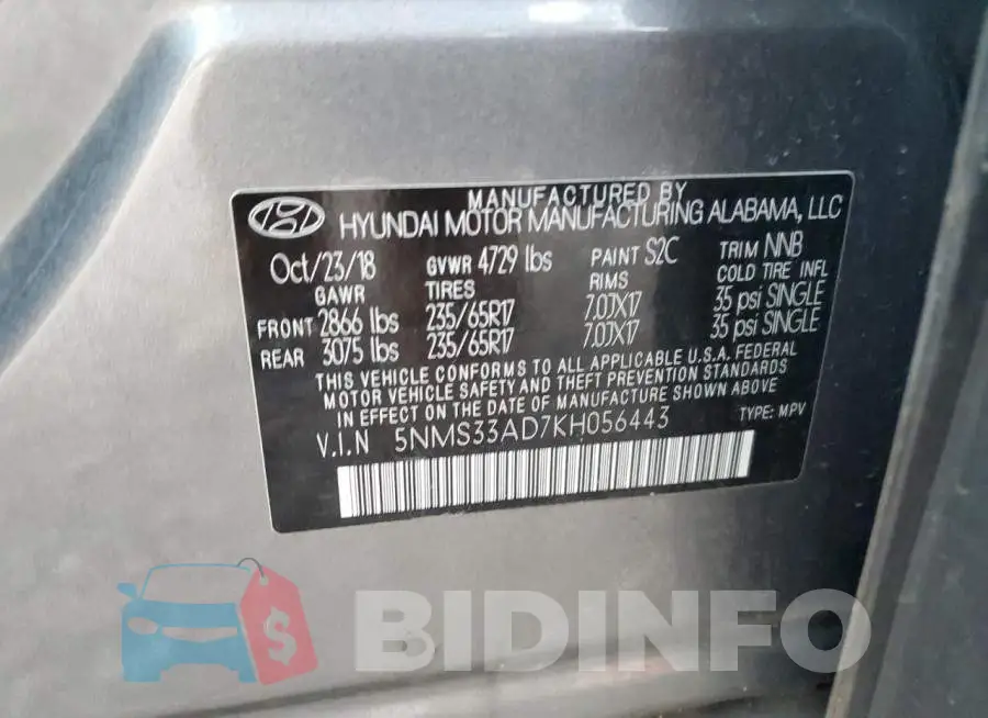 5NMS33AD7KH056443 Photo# 12