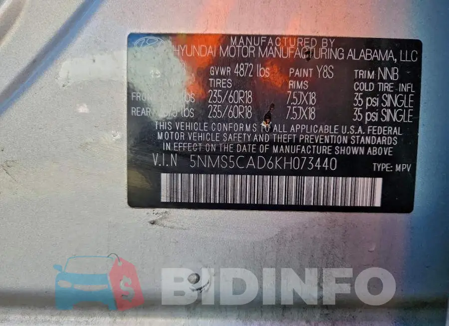 5NMS5CAD6KH073440 Photo# 13