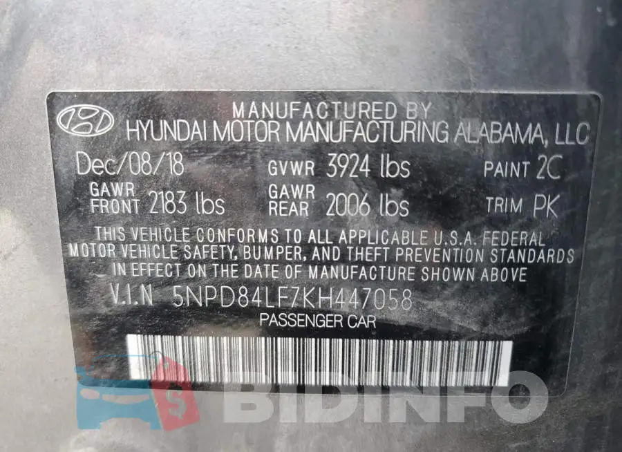5NPD84LF7KH447058 Photo# 13