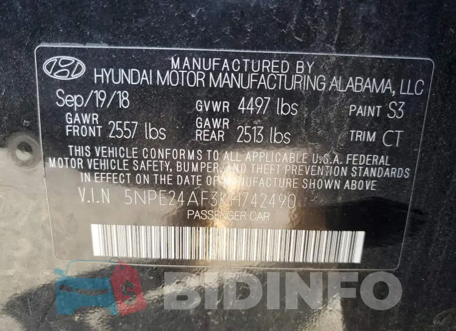 5NPE24AF3KH742490 Photo# 12