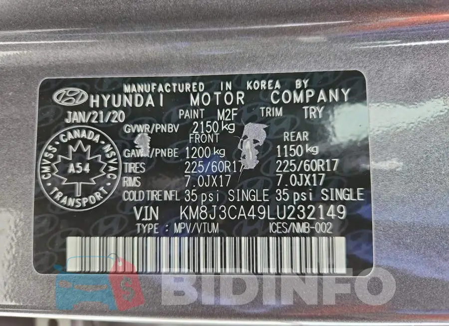 KM8J3CA49LU232149 Photo# 13