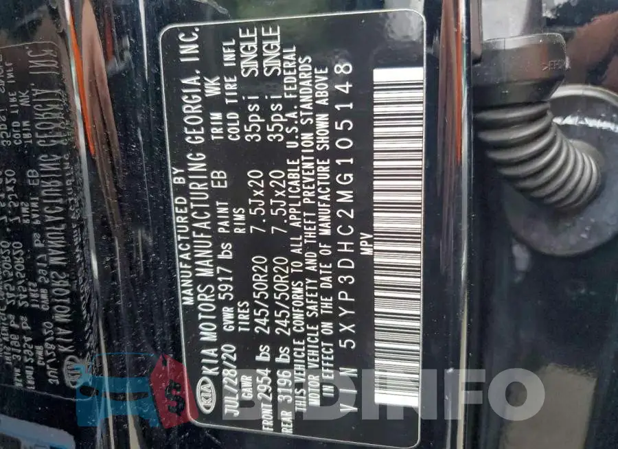 5XYP3DHC2MG105148 Photo# 14