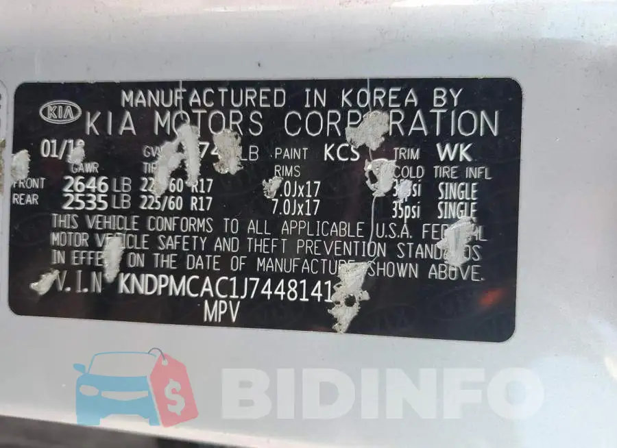 KNDPMCAC1J7448141 Photo# 13