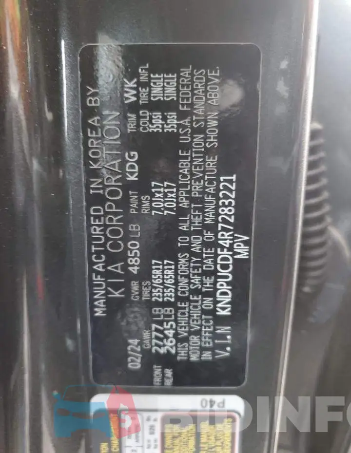 KNDPUCDF4R7283221 Photo# 12