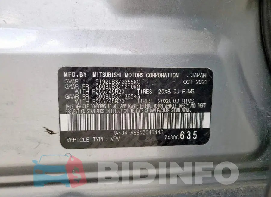 JA4J4TA88NZ045442 Photo# 13