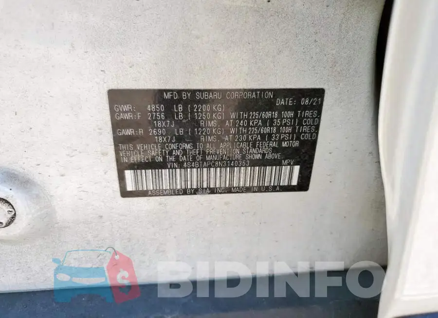 4S4BTAPC8N3140353 Photo# 14