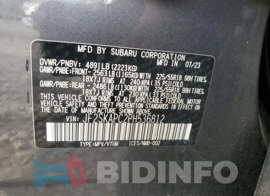 JF2SKAPC2PH536812 Photo# 13