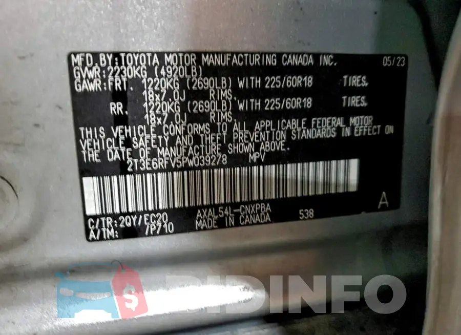 2T3E6RFV5PW039278 Photo# 14