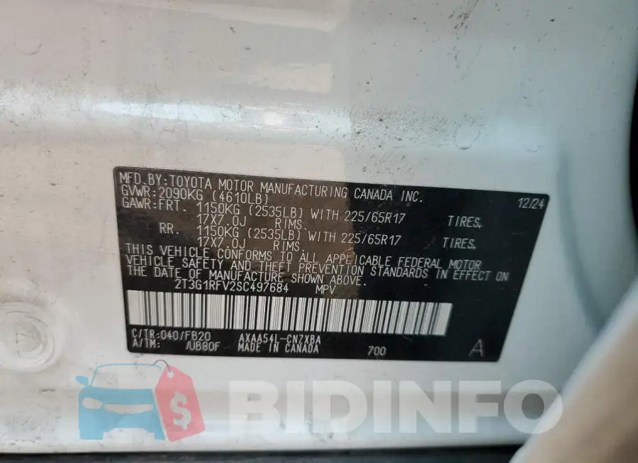 2T3G1RFV2SC497684 Photo# 13