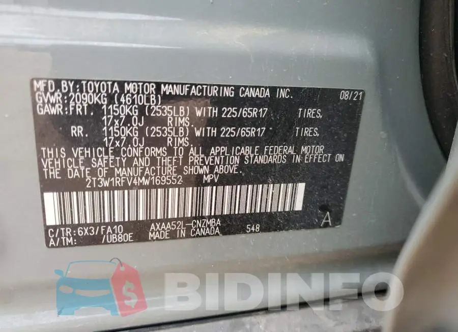 2T3W1RFV4MW169552 Photo# 14
