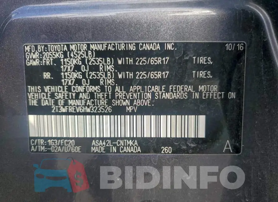 2T3WFREV6HW323526 Photo# 13
