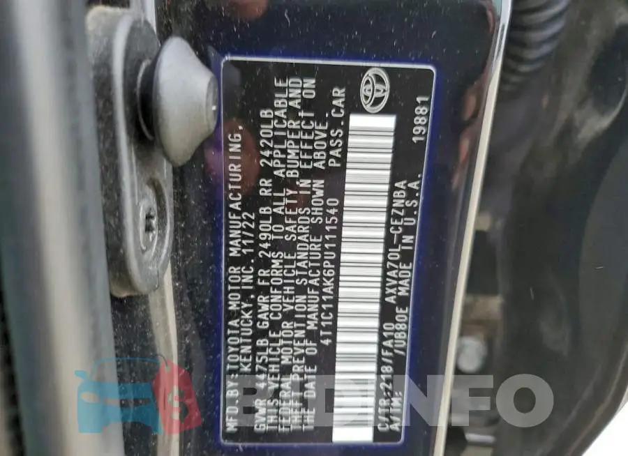 4T1C11AK6PU111540 Photo# 12