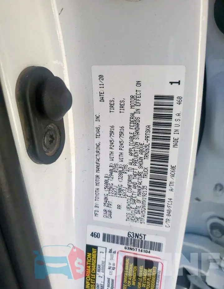 5TFAX5GNXMX192135 Photo# 12