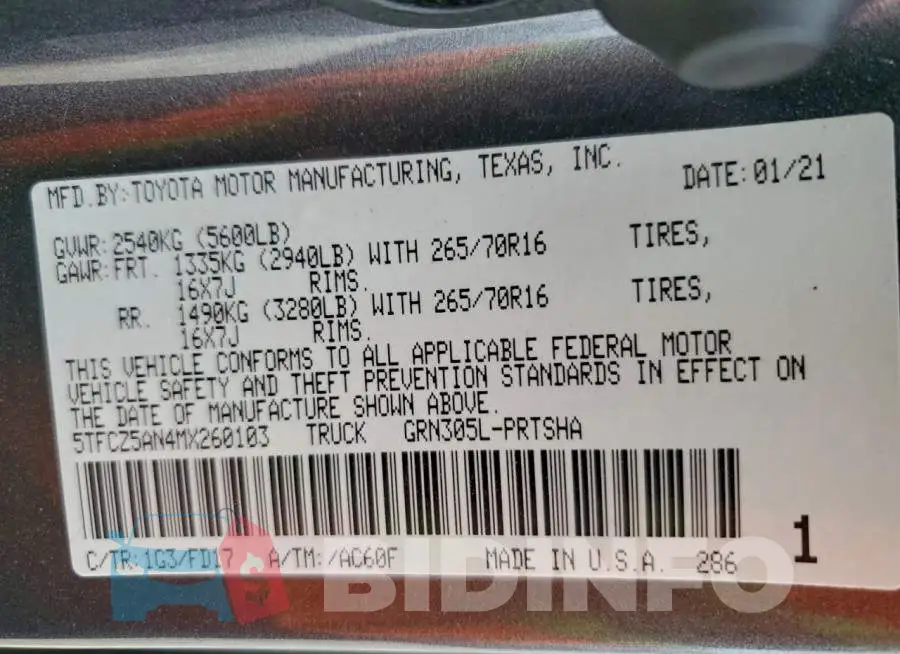 5TFCZ5AN4MX260103 Photo# 12