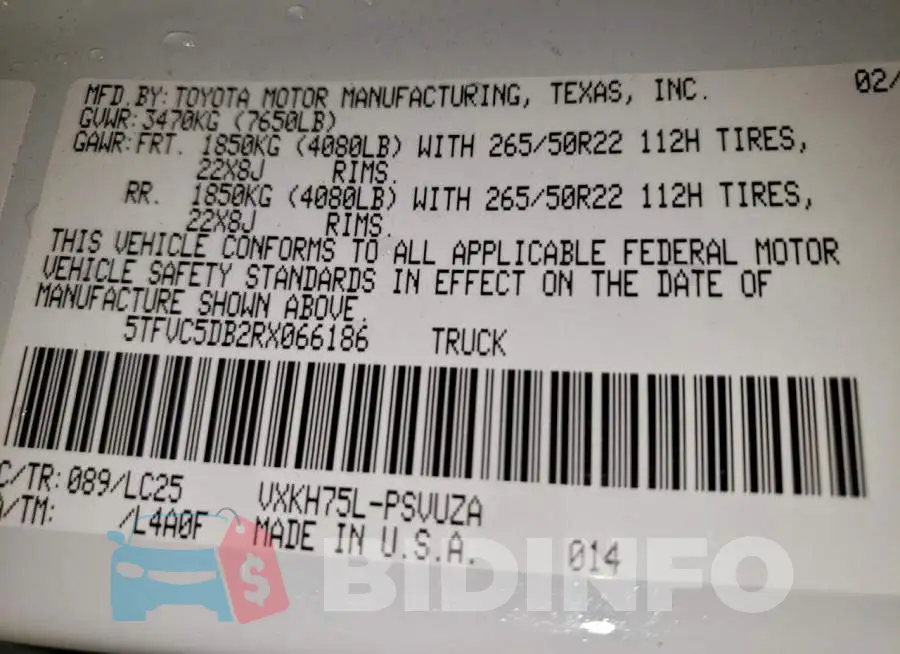 5TFVC5DB2RX066186 Photo# 12