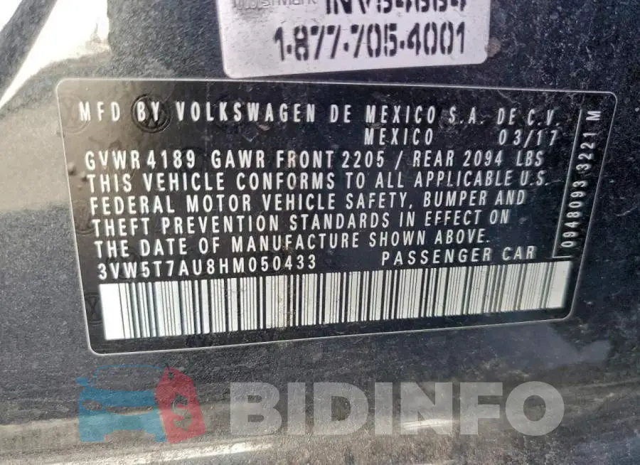 3VW5T7AU8HM050433 Photo# 12