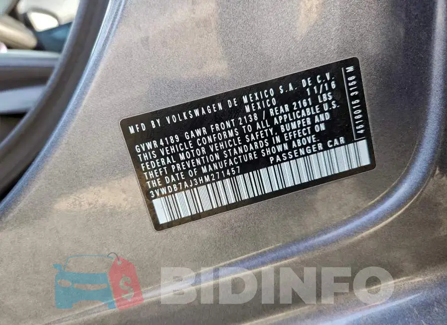 3VWDB7AJ3HM271457 Photo# 12