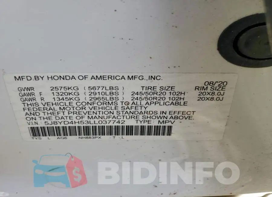 5J8YD4H53LL037742 Photo# 13