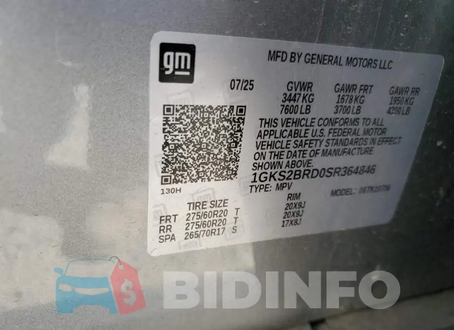 1GKS2BRD0SR364846 Photo# 13