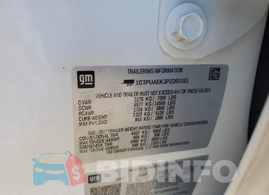 1GTPUAEK3PZ260093 Photo# 12
