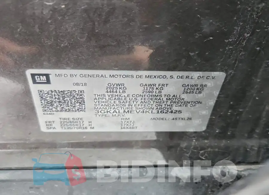3GKALMEV4KL162425 Photo# 13