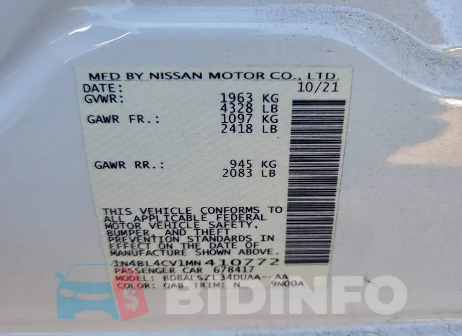 1N4BL4CV1MN410772 Photo# 12