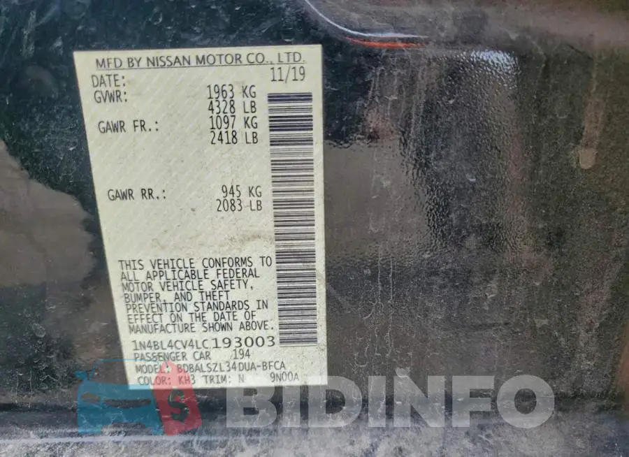1N4BL4CV4LC193003 Photo# 12