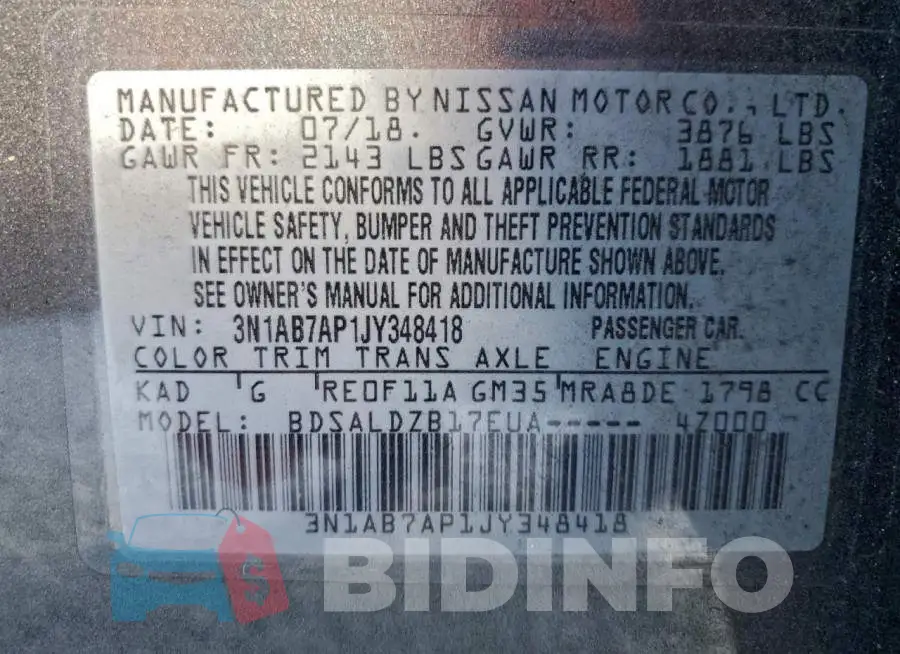 3N1AB7AP1JY348418 Photo# 13