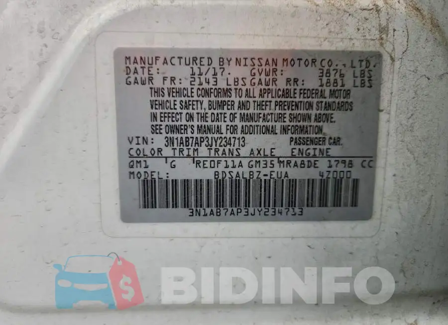 3N1AB7AP3JY234713 Photo# 12