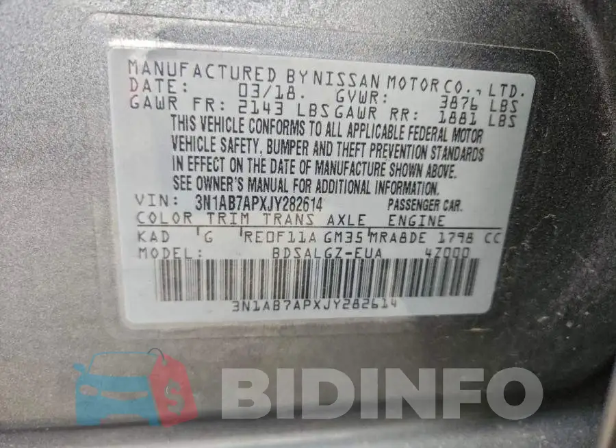 3N1AB7APXJY282614 Photo# 13