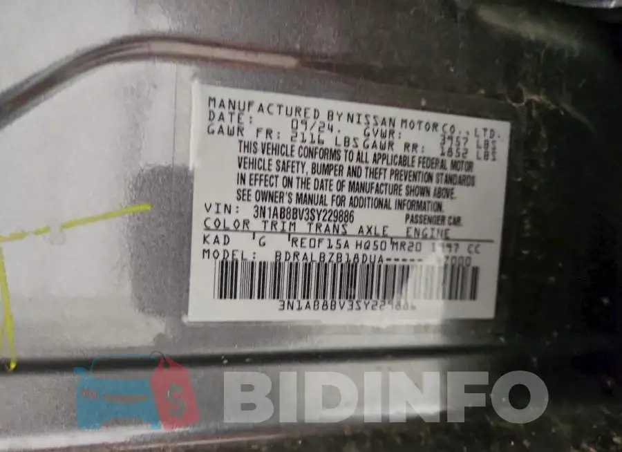 3N1AB8BV3SY229886 Photo# 12