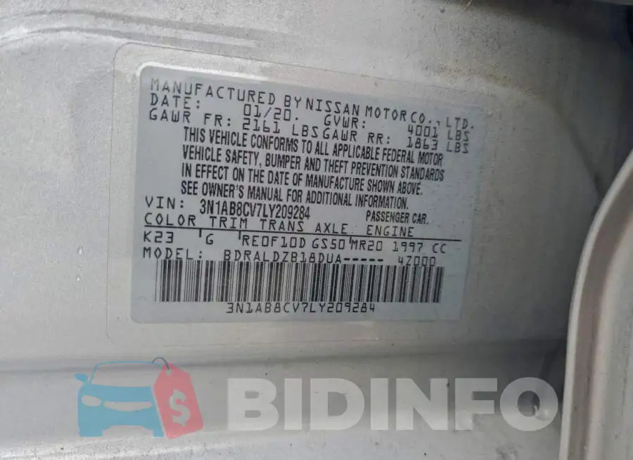 3N1AB8CV7LY209284 Photo# 13