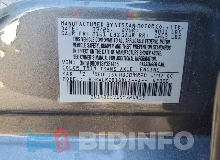 3N1AB8DV1SY321415 Photo# 12