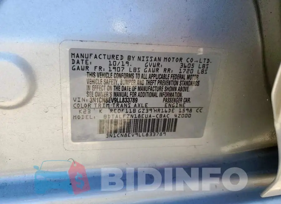 3N1CN8EV9LL833789 Photo# 13