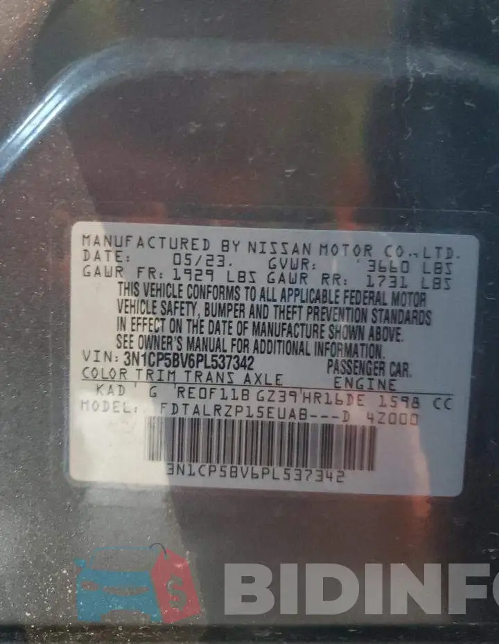 3N1CP5BV6PL537342 Photo# 13