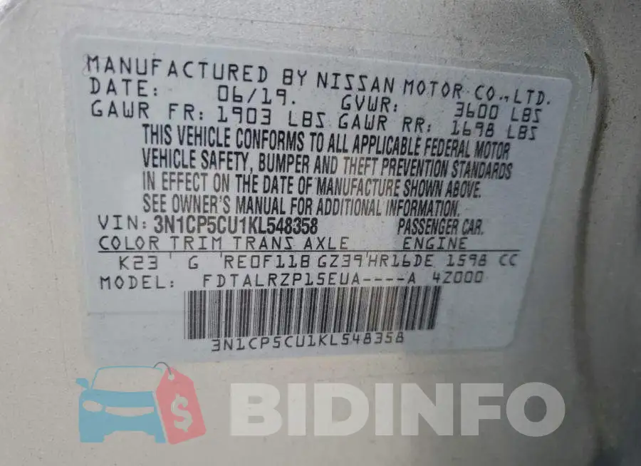 3N1CP5CU1KL548358 Photo# 14