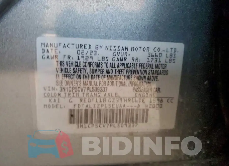 3N1CP5CV7PL509337 Photo# 13