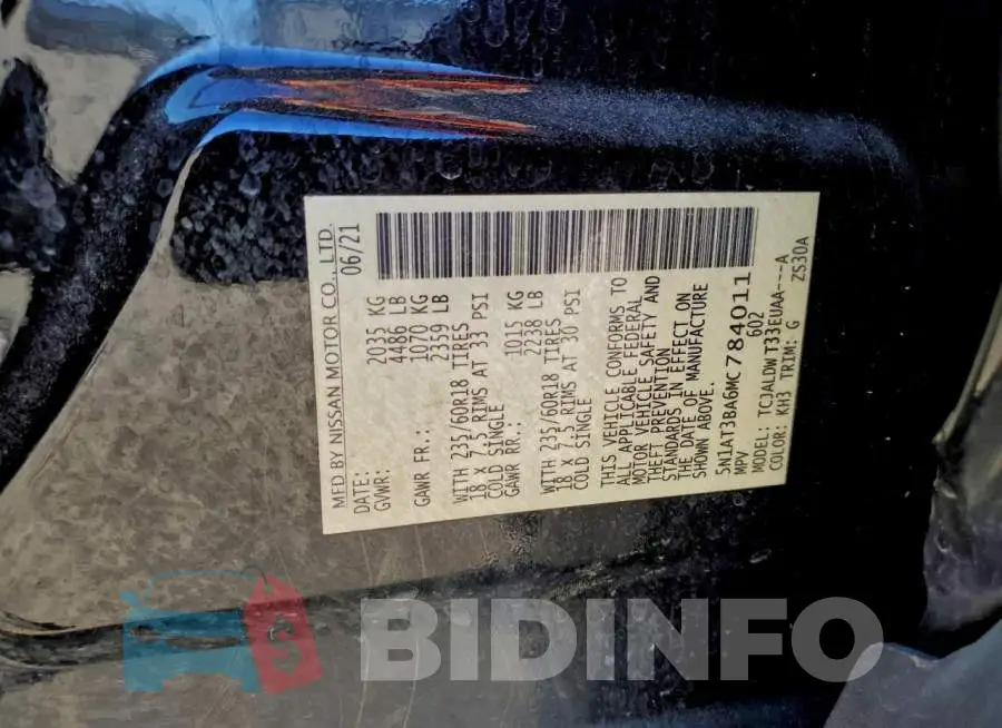 5N1AT3BA6MC784011 Photo# 13