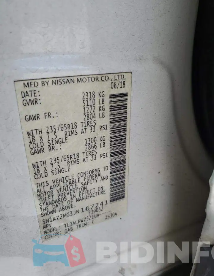 5N1AZ2MG3JN167241 Photo# 13