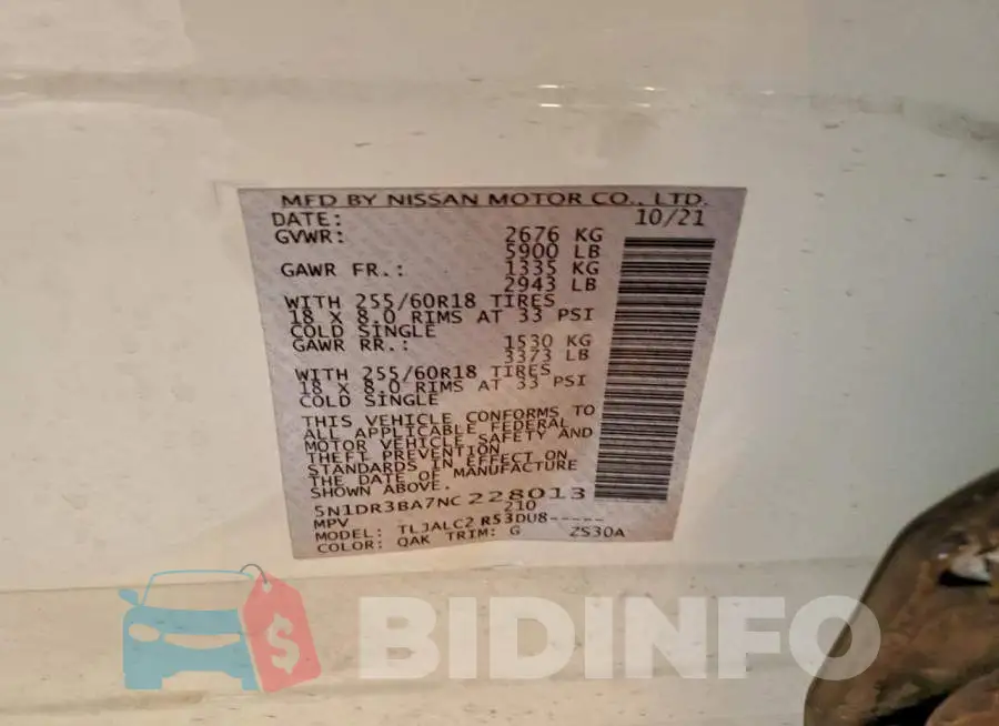 5N1DR3BA7NC228013 Photo# 13