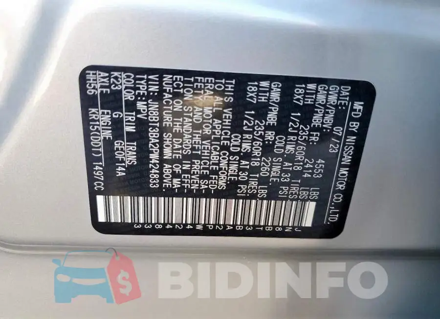 JN8BT3BA2PW424833 Photo# 13